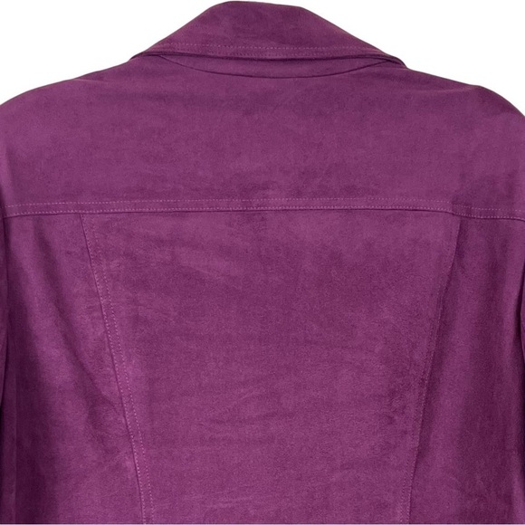 Chico’s Women’s Plum Faux Suede Moto Jacket Size 3P (US Size 16-18 Petite) - Picture 7 of 10